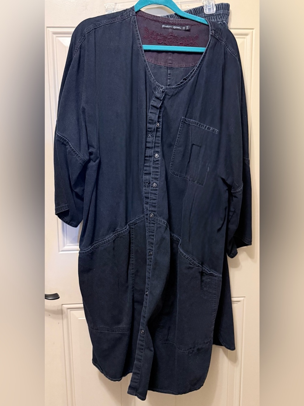Gudrun Sjoden Cotton Denim Pull On Pants and Long Jacket Size XXL